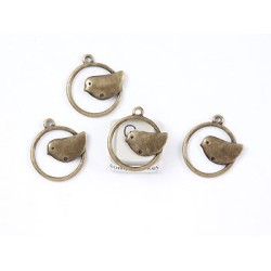 Bird in a Loop charm, ant. bronze