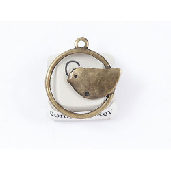 Bird in a Loop charm, ant. bronze