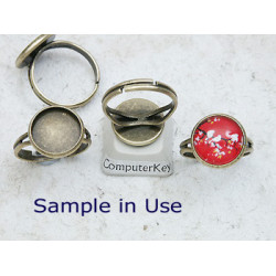 12mm bezel setting on Ring Shank, split band,  antiqued bronze, adjustable