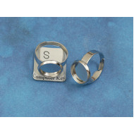 12mm bezel setting on Ring Shank, flat band, platinum colour, adjustable