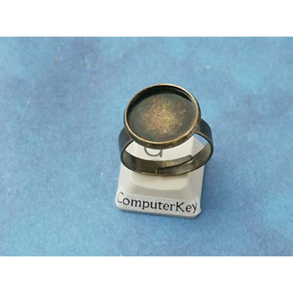 Ring Shank, with 12mm bezel setting, ant bronze, adjustable
