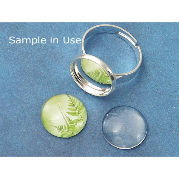 14mm bezel setting on Ring Shank, flat band, silver plate, adjustable