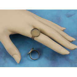 16mm bezel setting on Ring Shank, ant bronze, adjustable