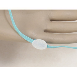 Head Band, narrow 6mm aqua Elastic, 20mm pad, pack of 10