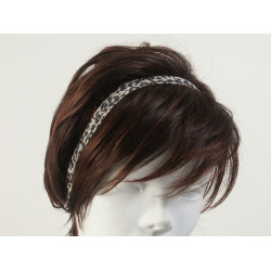 Head Band, Animal Print, Beige/Black Elastic, 15mm wide, pack of 4