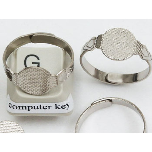 Ring Shank, NF nickel colour, 10mm pad, adjustable