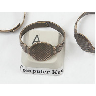 Ring Shank, antique brass plate, 10mm pad, adjustable