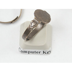 Ring Shank, antique brass plate, 10mm pad, adjustable