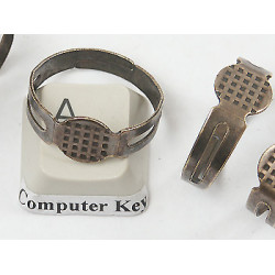 Ring Shank, antique brass plate, 8mm pad, adjustable