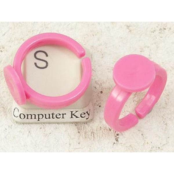 BULK PACK 50 Childrens size Acrylic Ring Shank, 9mm pad, fuschia