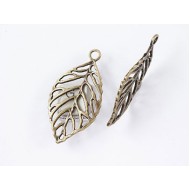 Leaf pendant, 50mm, ant. bronze