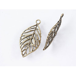 Leaf pendant, 50mm, ant. bronze