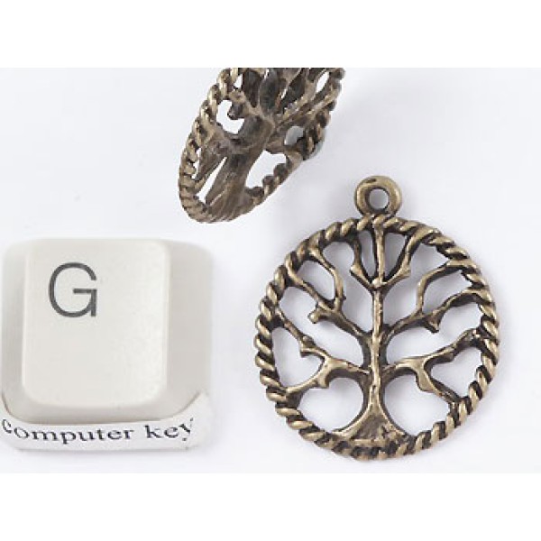 22mm Tree of Life charm, ant. bronze, each