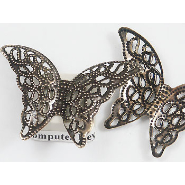 BULK PACK 50 Filigree Butterfly, antiqued brass colour 27x40mm