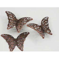 BULK PACK 50 Filigree Butterfly, antiqued copper colour 27x40mm