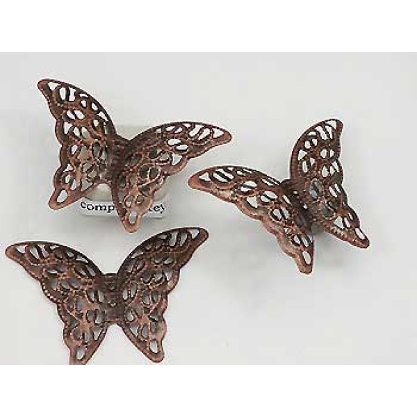 BULK PACK 50 Filigree Butterfly, antiqued copper colour 27x40mm