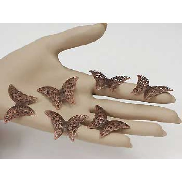 BULK PACK 50 Filigree Butterfly, antiqued copper colour 27x40mm
