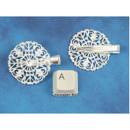 Alligator Clip with Filigree, silver plate, each
