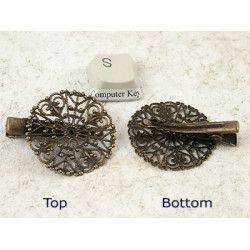 Alligator Clip with Filigree, ant, bronze, each