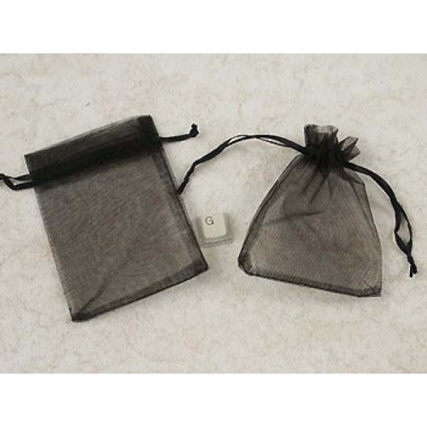 Bag, Organza Drawstring, Black, 10cmx11.5cm, pack of 10