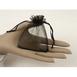 Bag, Organza Drawstring, Black, 8cmx10cm, pack of 10