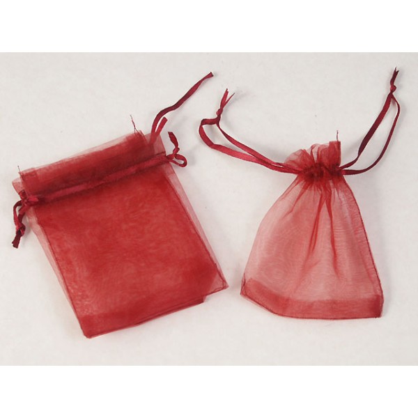 Bag, Organza Drawstring, Dark Cherry, 8cmx10cm, pack of 10