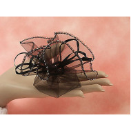 Bag, Organza Flower Drawstring, Black, pack of 5