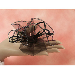 Bag, Organza Flower Drawstring, Black, pack of 5