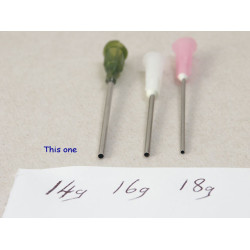 Syringe needle, blunt end, 14 gauge