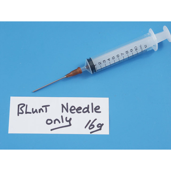 Syringe needle, blunt end, 16 gauge