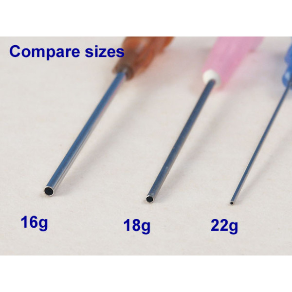 Syringe needle, blunt end, 16 gauge