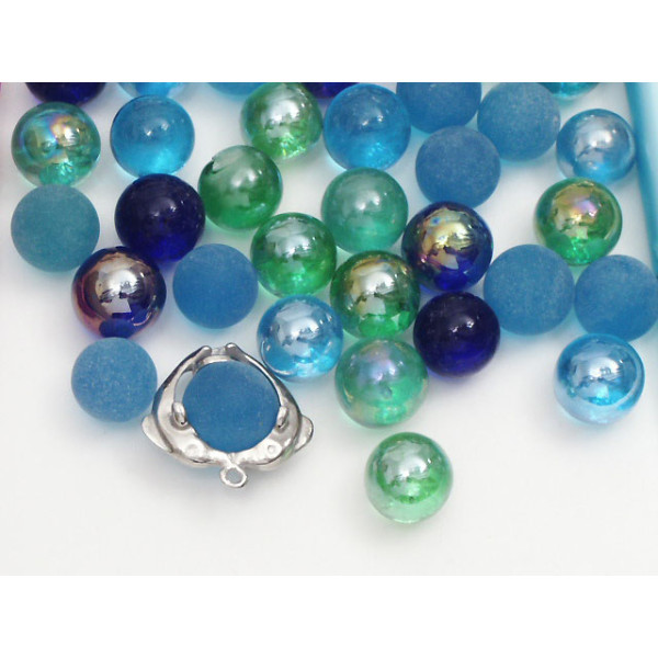 Glass Marble assortment, 150grams (approx 43), Blues mix