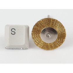 Miniature brush on mandrel, 1"cup brass brush-crimped