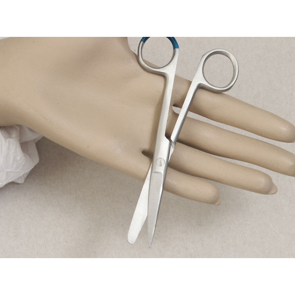 Scissors, straight, sharp/blunt edges, rounded tip, 13cm