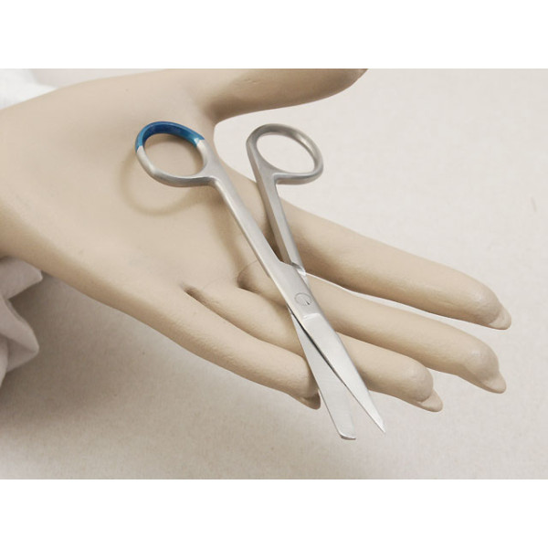 Scissors, straight, sharp/blunt edges, rounded tip, 13cm