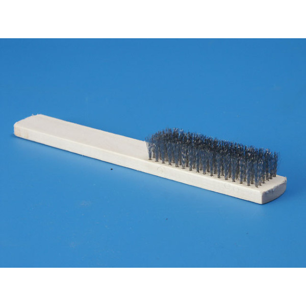 Stainless steel wire brush, wooden handle, clean up brush