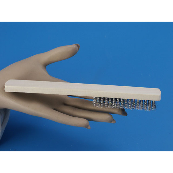 Stainless steel wire brush, wooden handle, clean up brush
