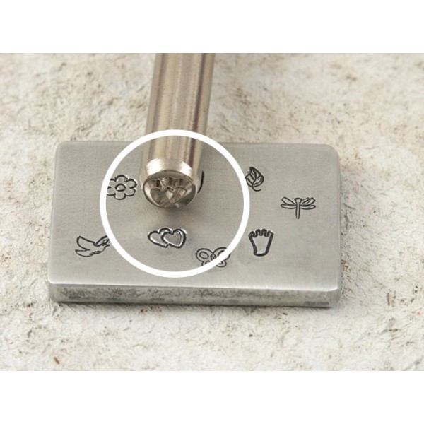 Art Metal Stamping Punch Double Heart 5mm