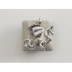 Pewter Charm, Dragon, small and cute, sideways loop