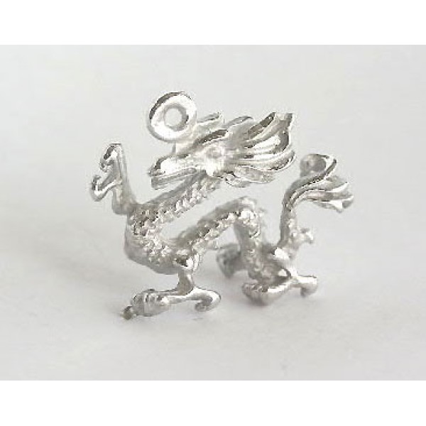 Pewter Charm, Dragon, Chinese, front loop