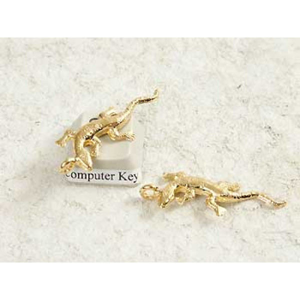 Charm, Gecko, long tail, gold plate