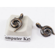 Charm, NZ Koru spiral, antiqued brass