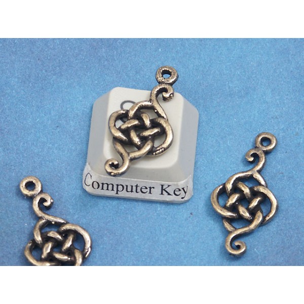 Pewter Charm, Celtic Knot Link, antiqued brass