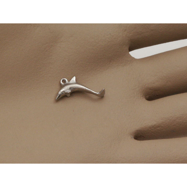 LAST ONE! Pewter Charm, Tiny Dolphin, 18mm