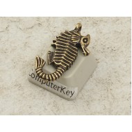 Pewter Charm, Seahorse, large, antiqued brass