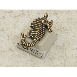 Pewter Charm, Seahorse, large, antiqued brass