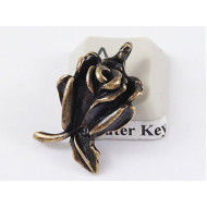 Charm, Rose, antiqued brass