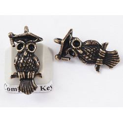 Charm, Wise Owl, antiqued brass
