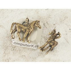 Pewter Charm, Horse, standing, antiqued brass