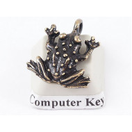 Charm, Frog, spotty, antiqued brass